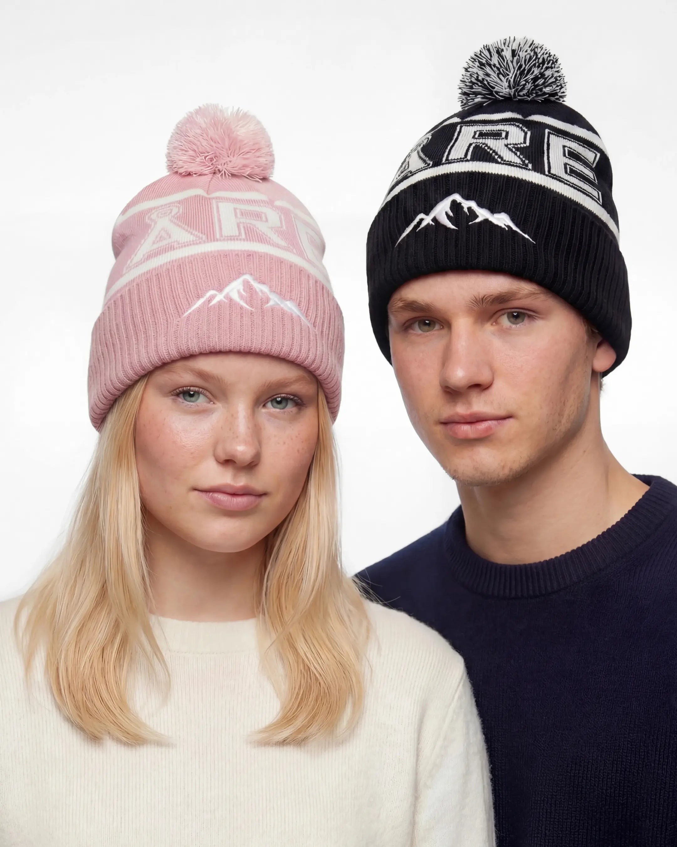Svart och Rosa Åre Mössa Med Tofs